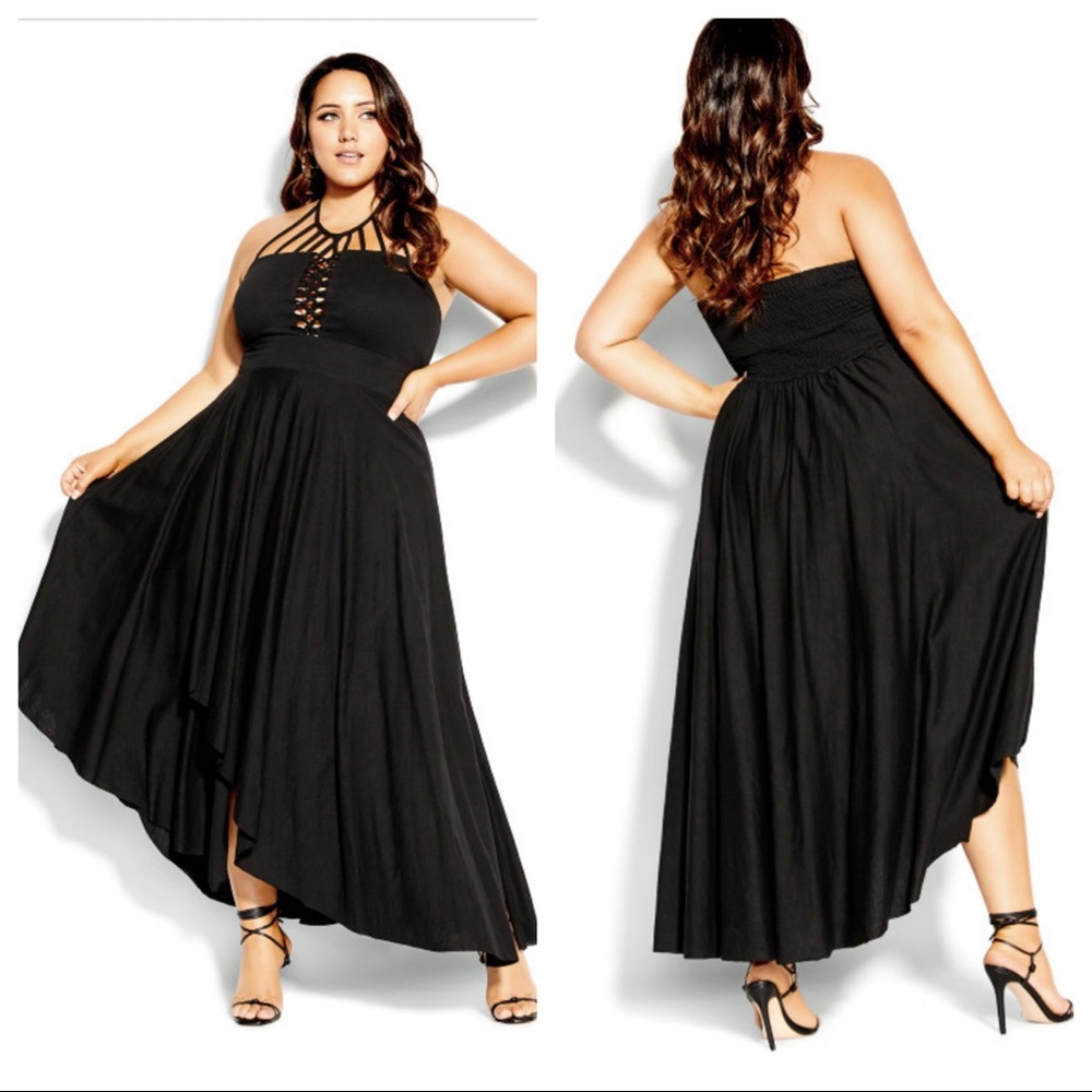 NWT! City Chic Plait Detail Maxi Dress - black - Picture 1 of 6
